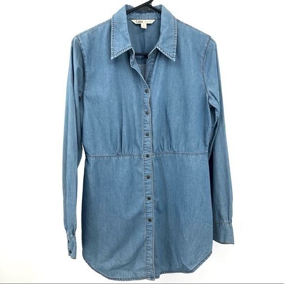 CAbi Tops - CABI Small Chambray Snap Front Long Sleeve Blouse